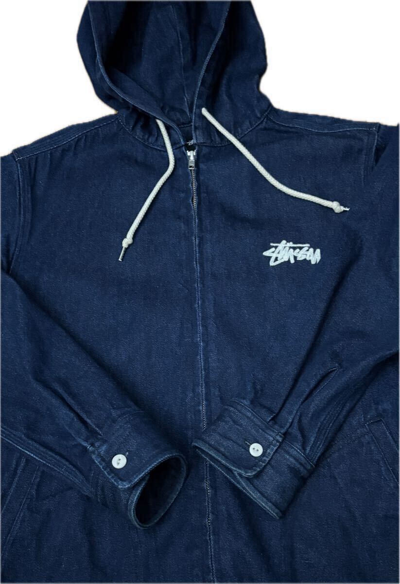 【現行】Stussy Tribe Zip Up Denim Work Jacket M ステューシー デニム ワークジャケット アウター ブルゾン ストックロゴ 美品_画像6