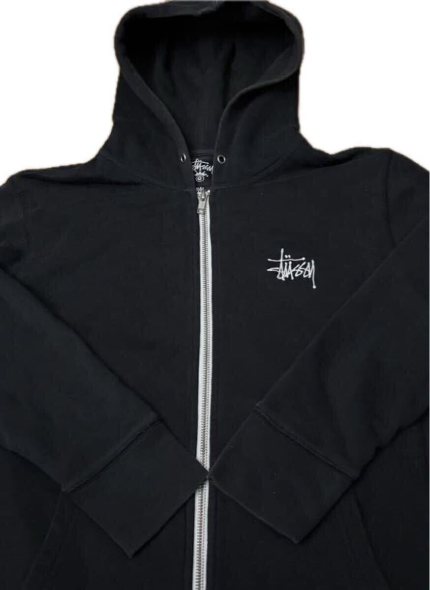 【00s】Stussy Zip Up Hoodie S Black ステューシー ジップアップ パーカー フーディー ブラック ヴィンテージ オールド _画像3