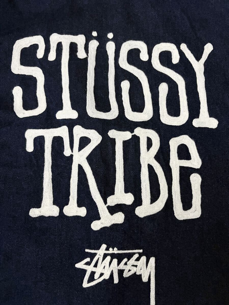 【現行】Stussy Tribe Zip Up Denim Work Jacket M ステューシー デニム ワークジャケット アウター ブルゾン ストックロゴ 美品_画像3