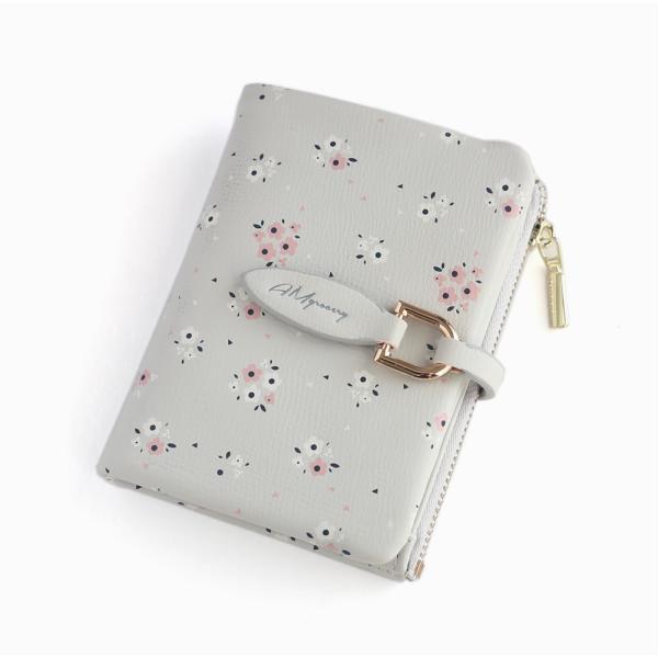 二つ折り財布 レディース ミニ財布 新春セール 新作 春財布 プレゼント 2025 クリスマス 安い プチプラ ギフト(花柄グレー)_画像1