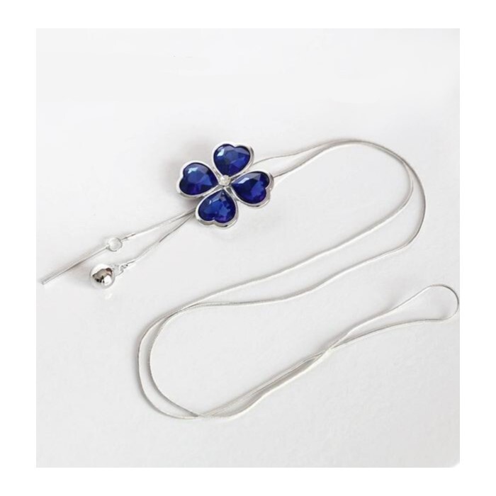 ネックレス 四つ葉 クローバー ブルーストーン シルバー アクセサリー 結婚式 クリスマス 新作_画像1