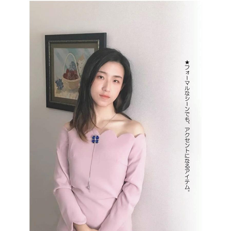 ネックレス 四つ葉 クローバー ブルーストーン シルバー アクセサリー 結婚式 クリスマス 新作_画像9