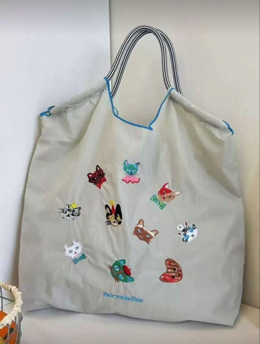 猫 刺繍 バッグ 大容量 刺繍 エコバッグ ♪_画像1