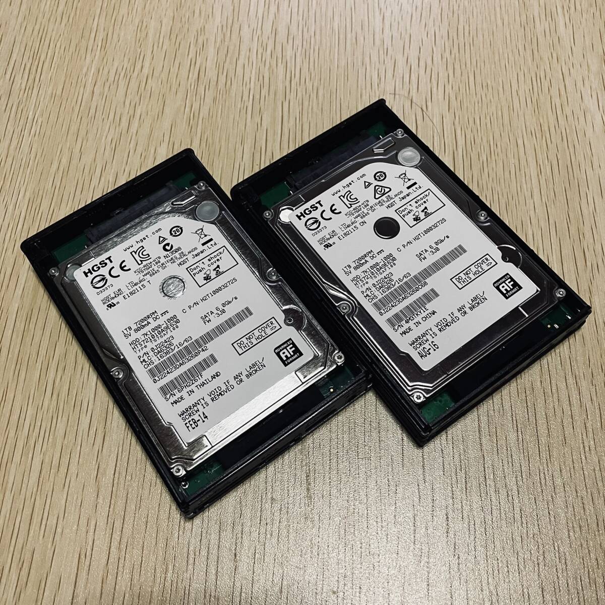 HGST Travelstar 7K1000 1TB 2.5inch SATA HDD【HDD+HDDケース×2セット・中古品(B)】_画像1