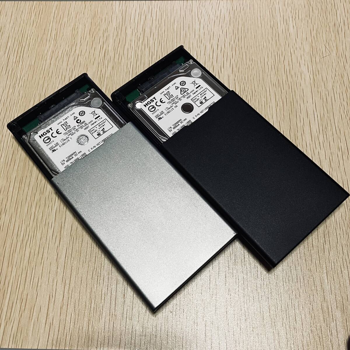 HGST Travelstar 7K1000 1TB 2.5inch SATA HDD【HDD+HDDケース×2セット・中古品(B)】_画像2