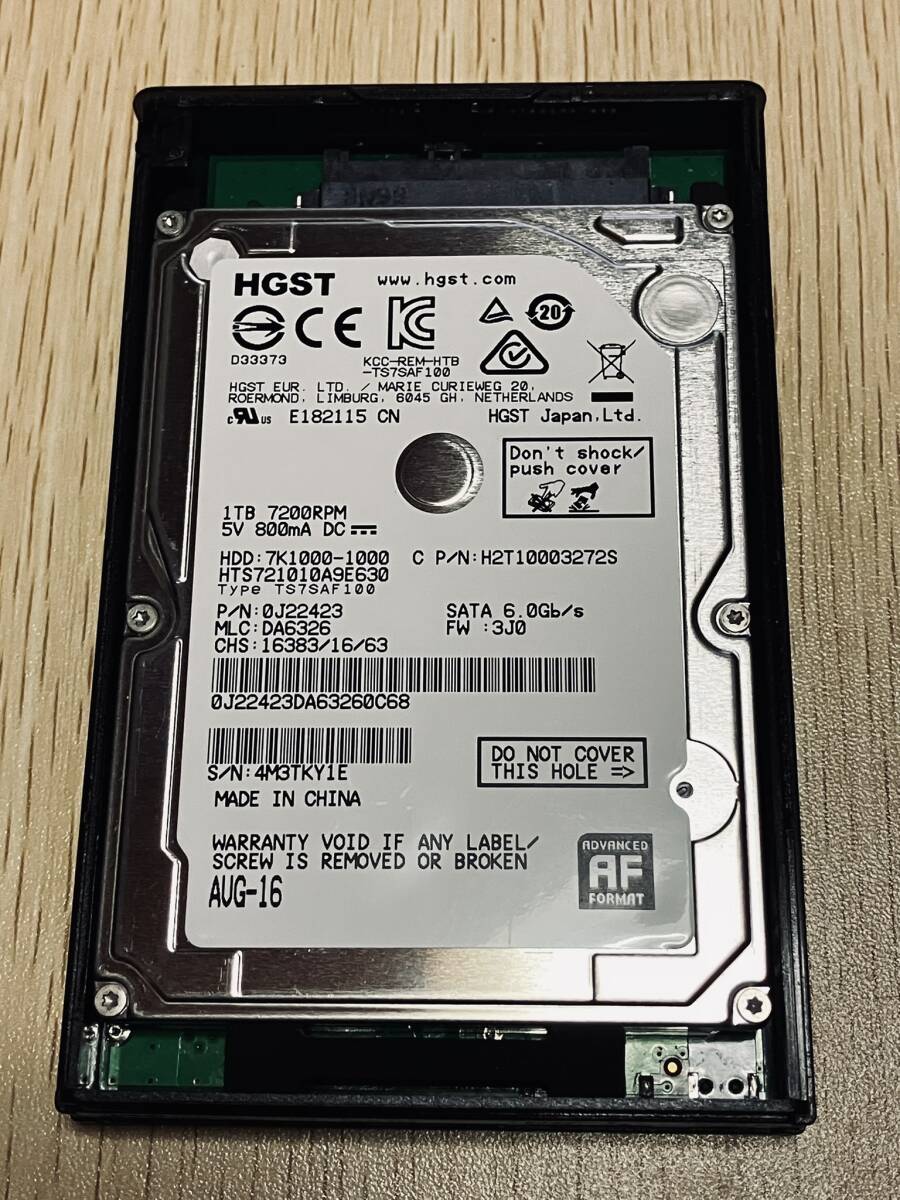 HGST Travelstar 7K1000 1TB 2.5inch SATA HDD【HDD+HDDケース×2セット・中古品(B)】_画像6