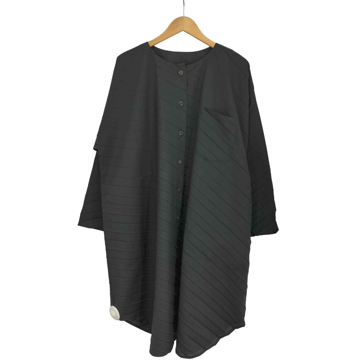 me ISSEY MIYAKE(ミー イッセイミヤケ) プリーツ加工 ノーカラーシャツワンピース レディー 中古 古着 0422_画像1