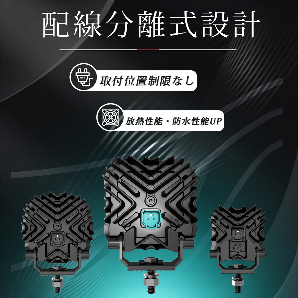 LEDワークライト 作業灯 DC12V/24V兼用 36W 5000ルーメン 6000K ホワイト 広角タイプ 角型 単品 1個 1年保証_画像6