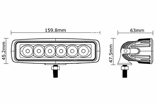 LEDワークライト 作業灯 DC12V/24V兼用 18W 1200ルーメン 6000K ホワイト 狭角30° LED6連 2個セット 30日保証_画像3