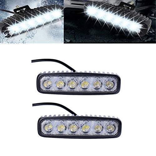 LEDワークライト 作業灯 DC12V/24V兼用 18W 1200ルーメン 6000K ホワイト 広角60° 6連 2個セット 30日保証_画像4