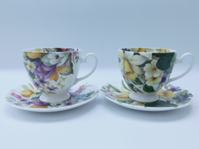★小1435 The Bristol China Company イギリス製 茶器 カップ＆ソーサー コーヒーカップ ティーカップ 洋食器 フラワー 花柄 12511061_画像2