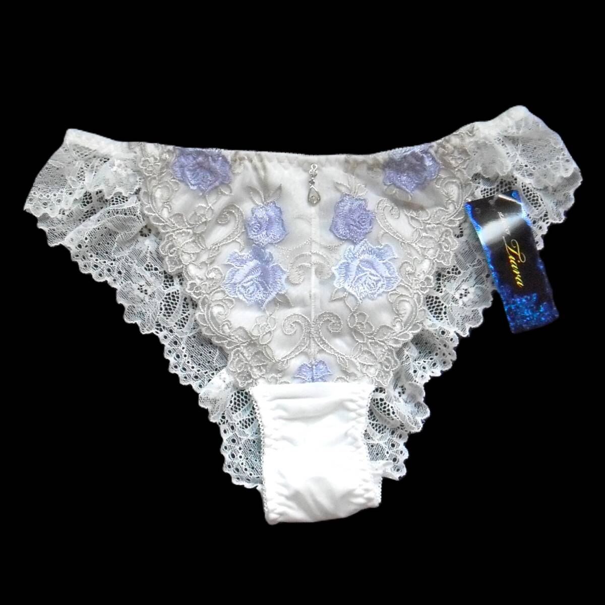 St.audrey Tiara ローズガーデン ショーツ M セントオードリー ティアラ 大輪の薔薇刺繍 バラ花柄 ホワイト×パープル新品送料込 定価\1650_画像1