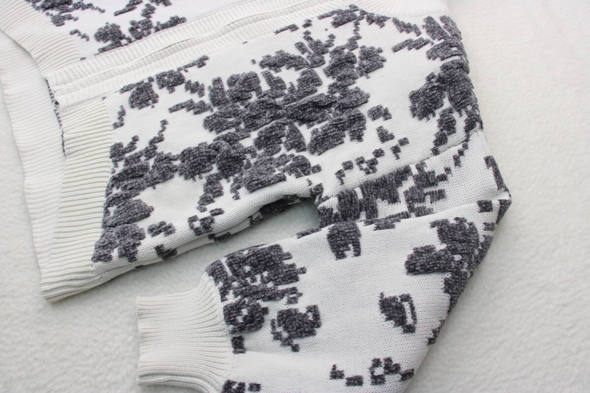 6351 新品 ジャガードZIPニットブルゾン ホワイトFサイズ_画像4