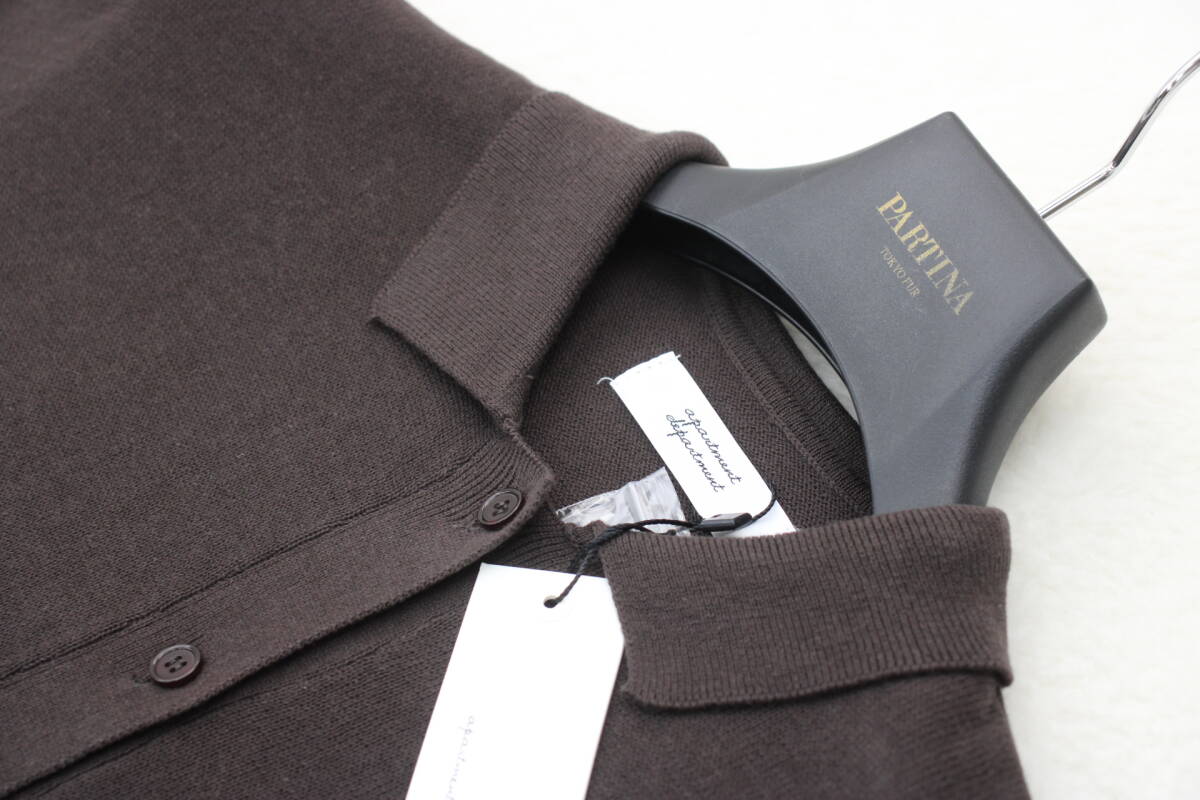 4003 新品タグ付き 前ボタン衿付きニットカットソー ブラウンMサイズ_画像3