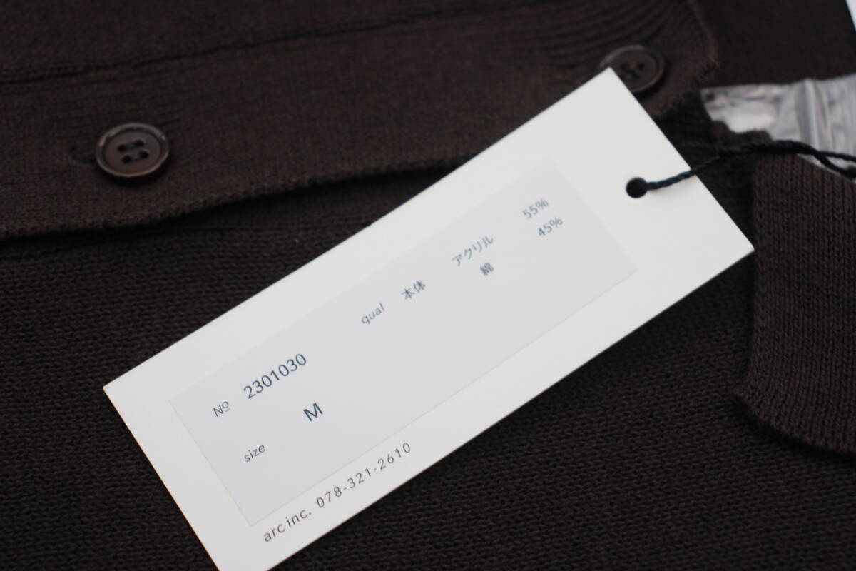 4003 新品タグ付き 前ボタン衿付きニットカットソー ブラウンMサイズ_画像4