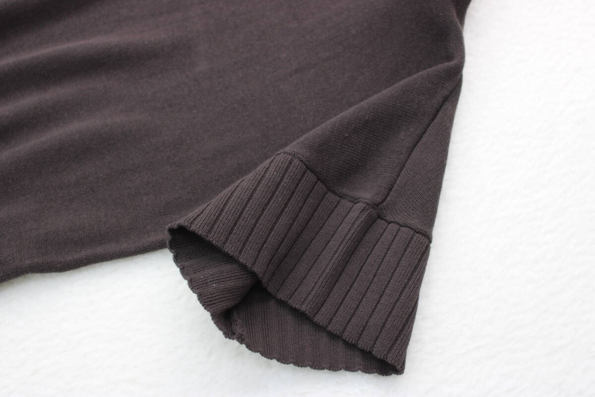 4003 新品タグ付き 前ボタン衿付きニットカットソー ブラウンMサイズ_画像6