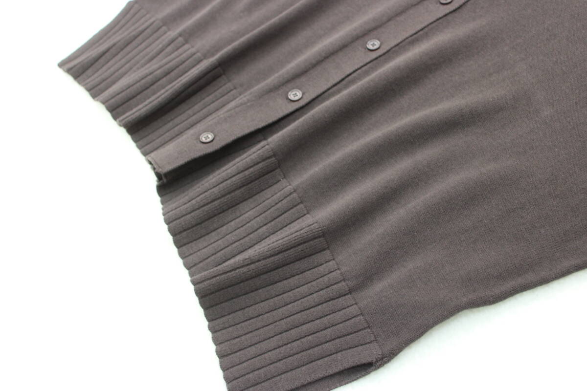 4003 新品タグ付き 前ボタン衿付きニットカットソー ブラウンMサイズ_画像7