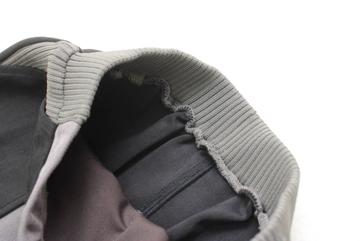 6444 新品 ウエストゴムスエード×リブバイカラータイトスカート グレー×ブラックＦサイズ_画像4