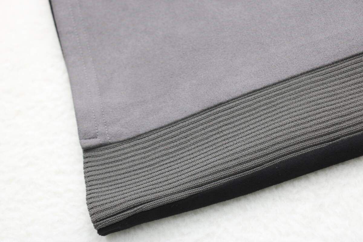 6444 新品 ウエストゴムスエード×リブバイカラータイトスカート グレー×ブラックＦサイズ_画像6