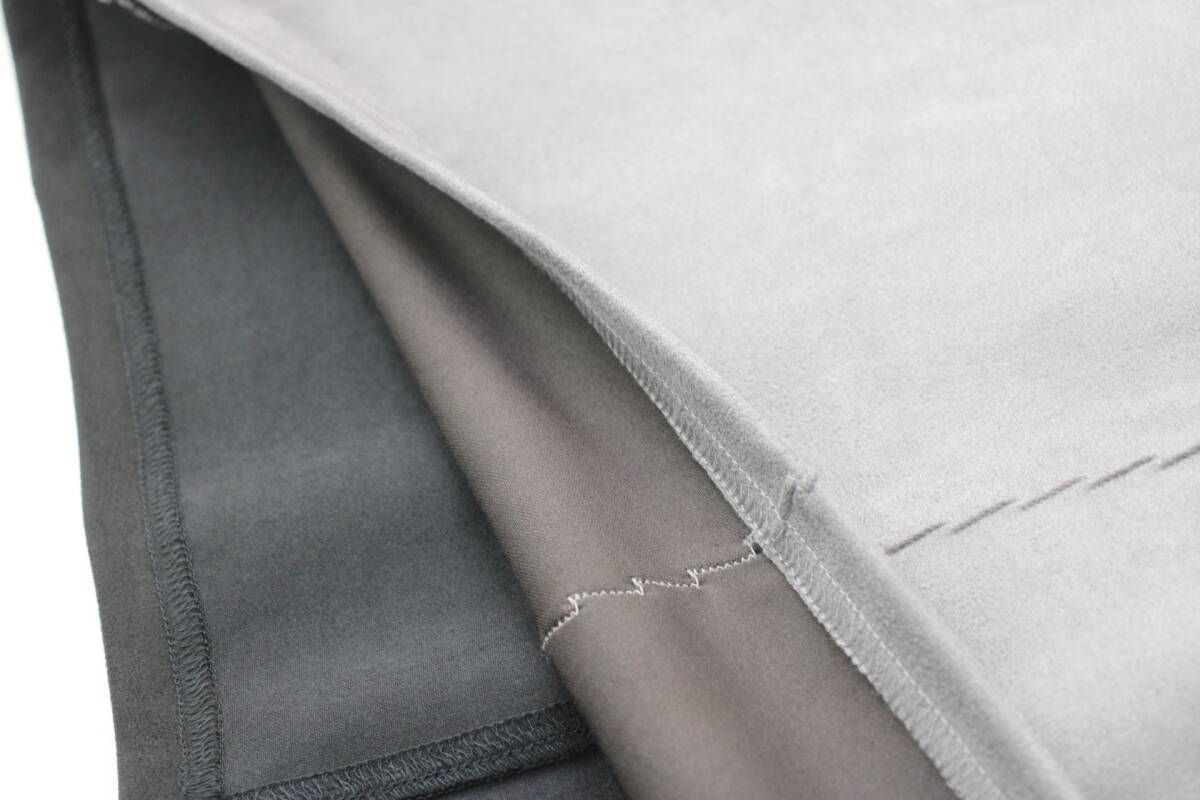 6444 新品 ウエストゴムスエード×リブバイカラータイトスカート グレー×ブラックＦサイズ_画像7