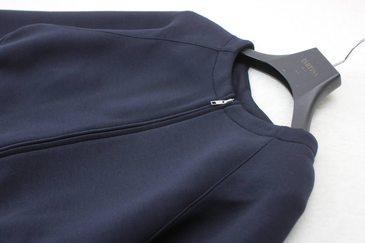 6539 新品 ダンボールノーカラーZIPブルゾン ネイビー38サイズ_画像2