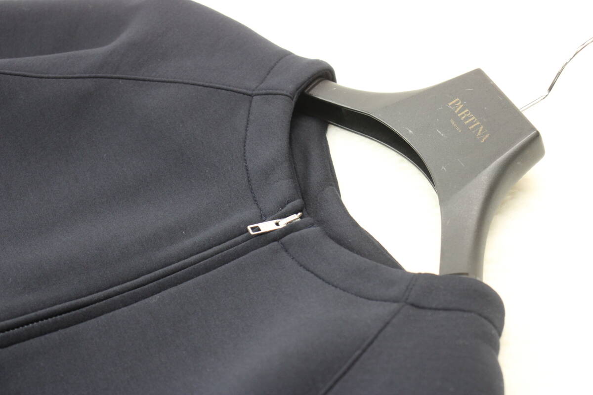 6539 新品 ダンボールノーカラーZIPブルゾン ネイビー38サイズ_画像3