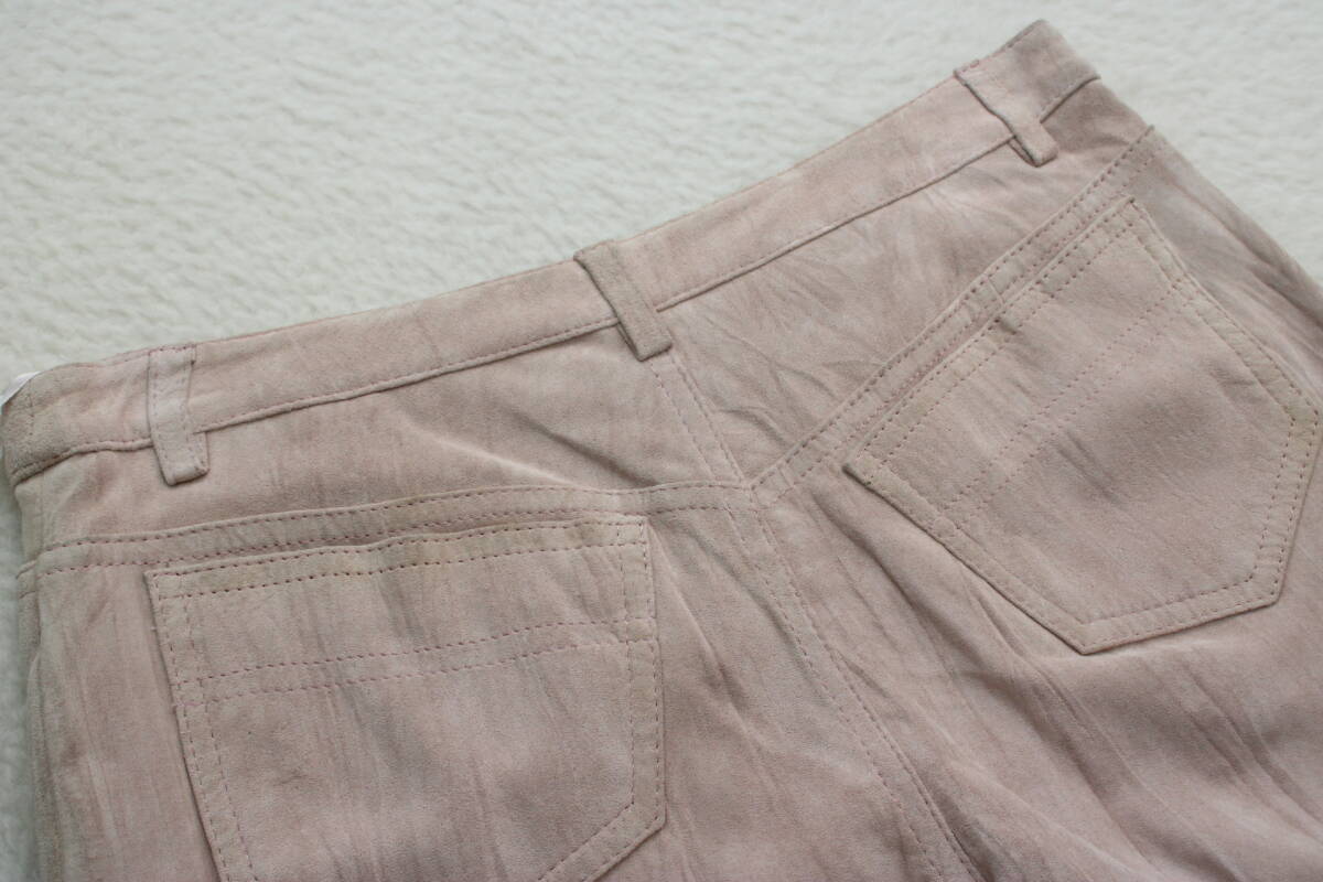 6596 新品タグ付き 高級本革レザーショートパンツ ピンク7号_画像10