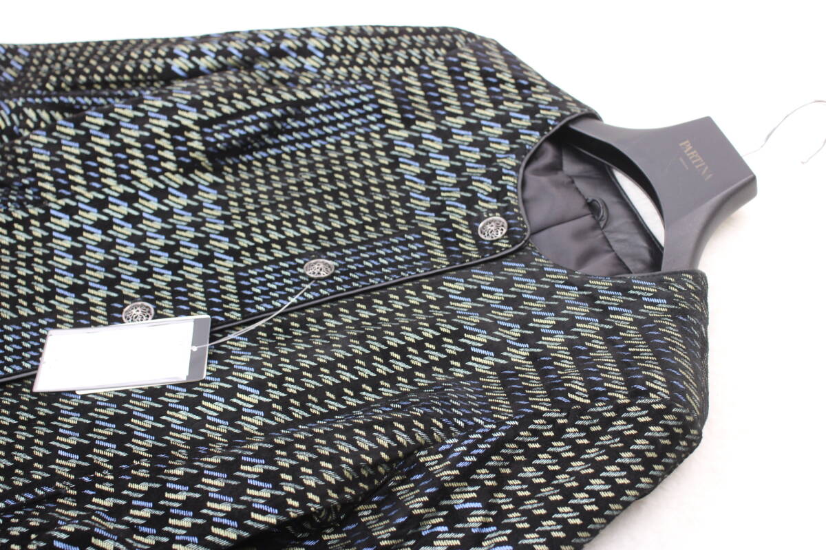 6714 新品タグ付き 高級本革レザーロングジャケット ブルー9号サイズ_画像2