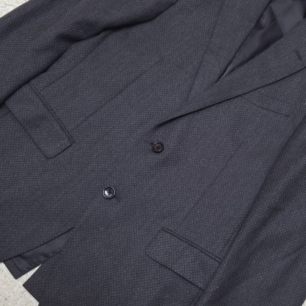 ダーバン【あふれでる紳士の色気】D'URBAN スーツ テーラードジャケット 羽織 鹿の子調 微光沢 微ストレッチ ウール ダークグレー M位_画像4