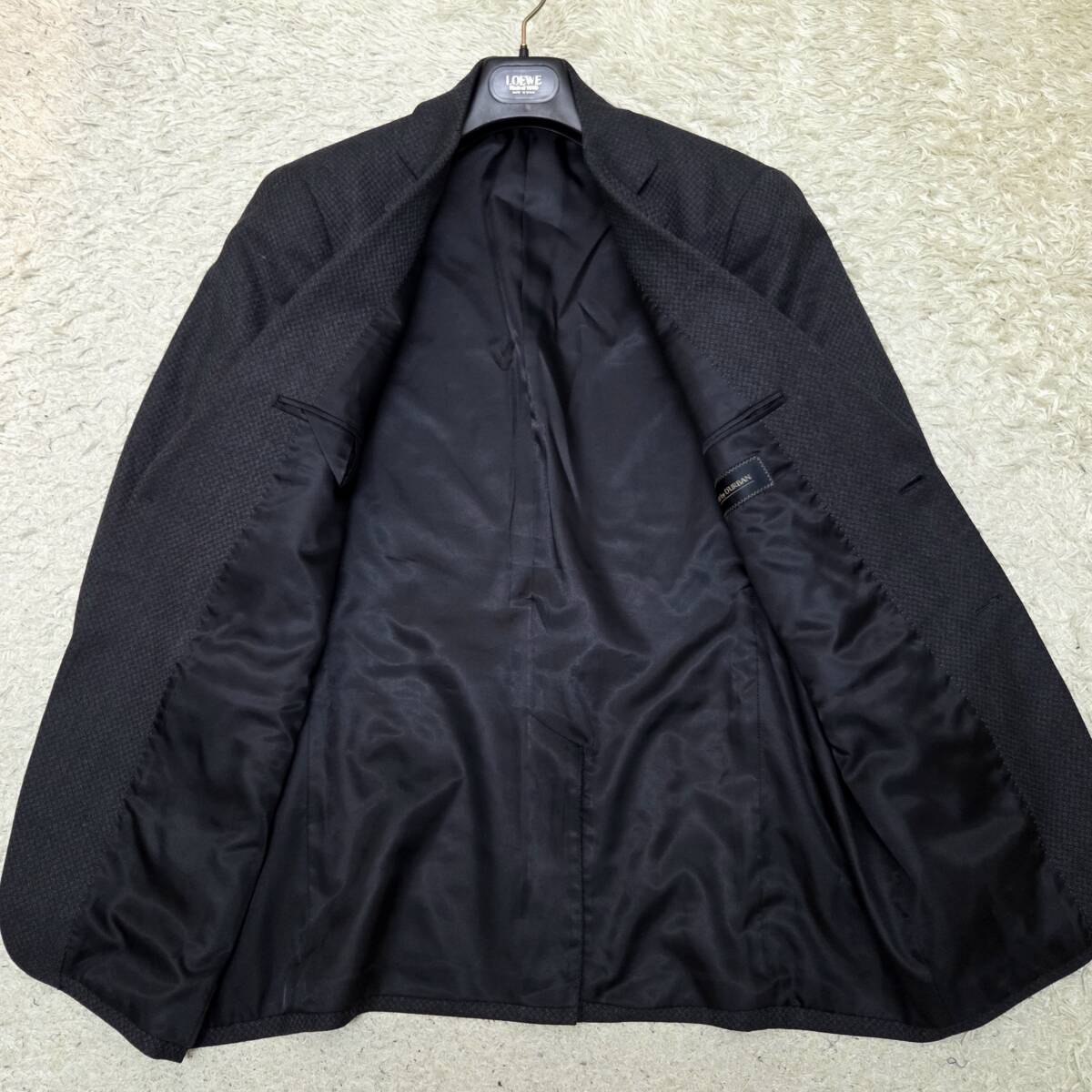 ダーバン【あふれでる紳士の色気】D'URBAN スーツ テーラードジャケット 羽織 鹿の子調 微光沢 微ストレッチ ウール ダークグレー M位_画像5