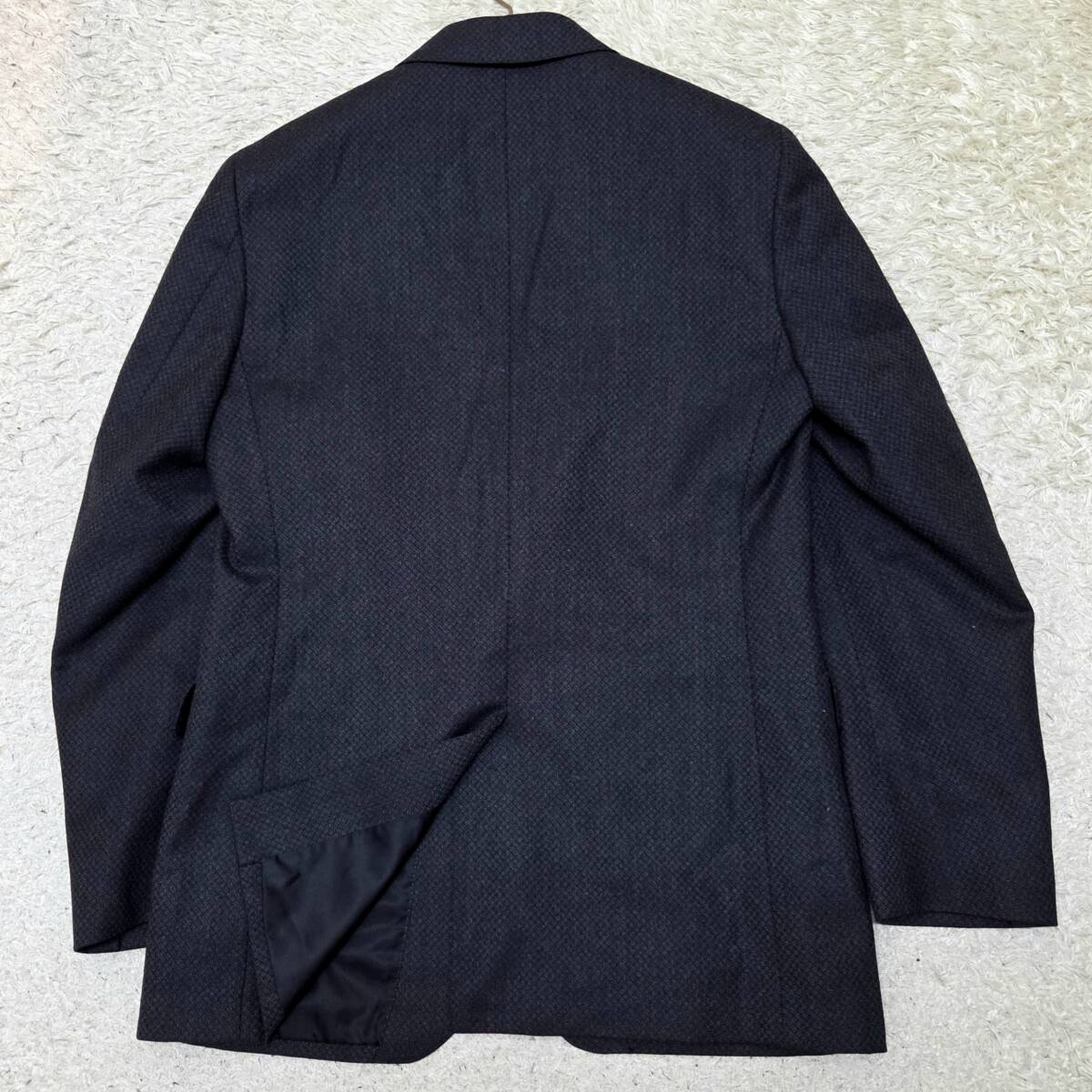 ダーバン【あふれでる紳士の色気】D'URBAN スーツ テーラードジャケット 羽織 鹿の子調 微光沢 微ストレッチ ウール ダークグレー M位_画像8