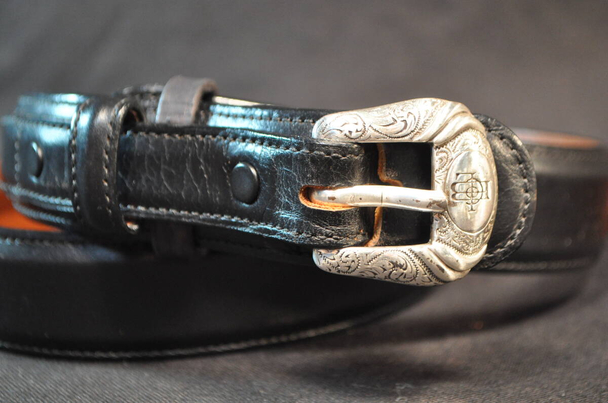 231　アメリカ製　ウエスタンブーツ老舗　ルケーシー社製　LUCCHESE　レンジャーベルト　黒仔牛革　サイズ32_画像1