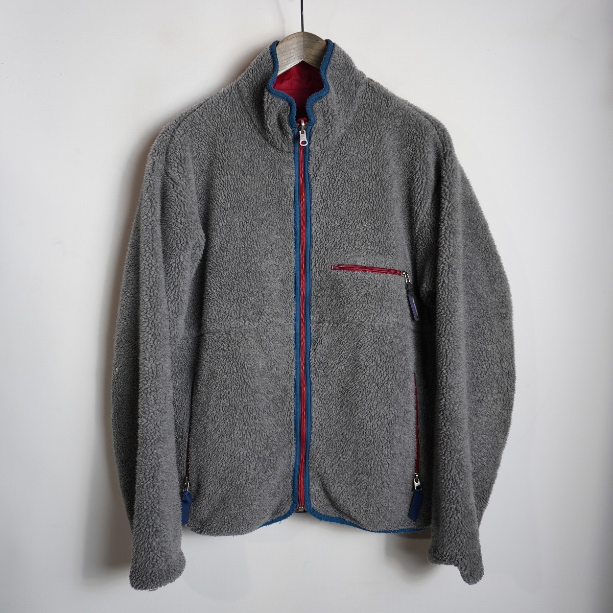 90S PATAGONIA パタゴニア Glissade Reversible Fleece Jacket グリセード リバーシブル フリース ジャケット パープル 29310 M灰赤 1124P_画像1