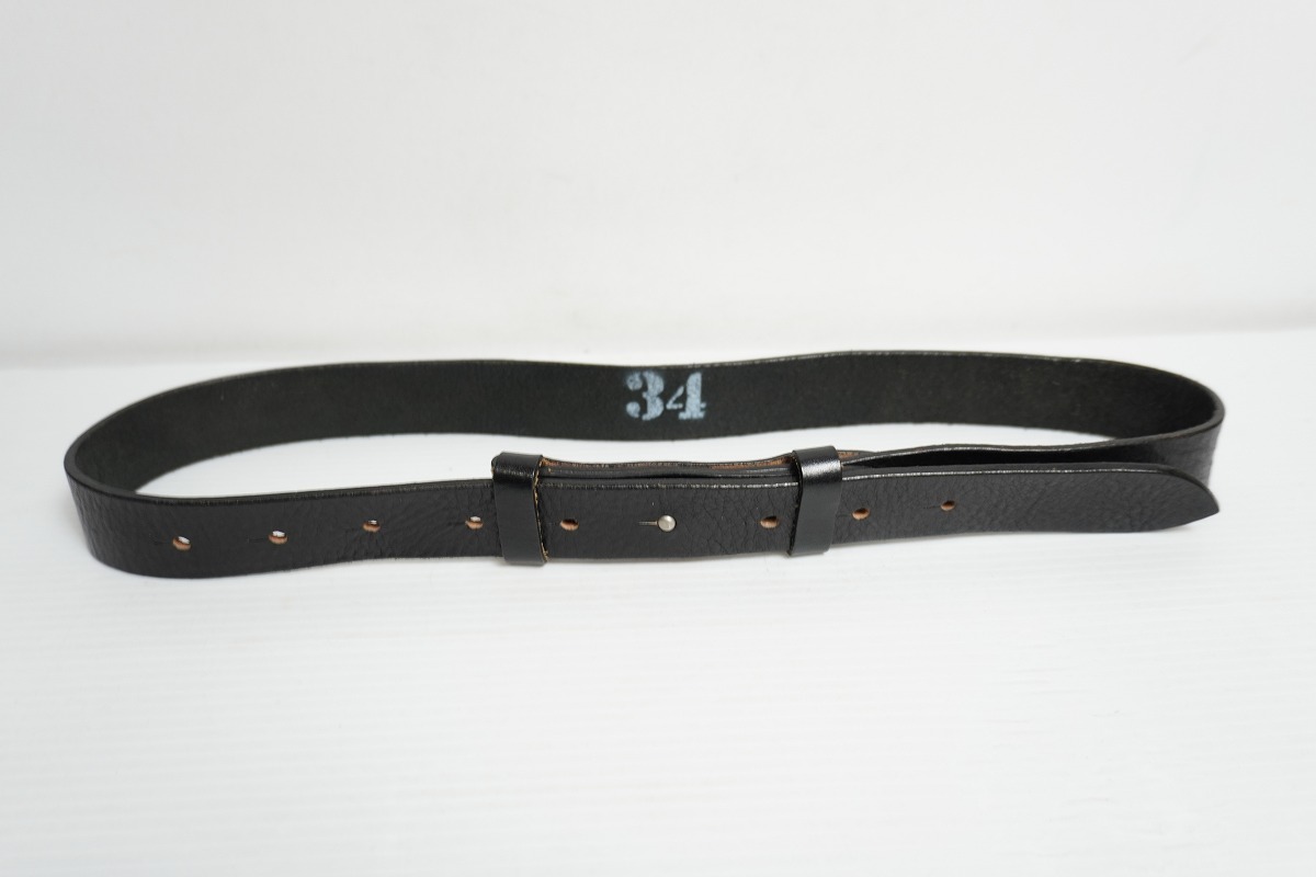 定番 美品 SUNSEA サンシー buckleless leather belt バックルレス レザー ベルト 34 ブラック黒 1124P_画像2