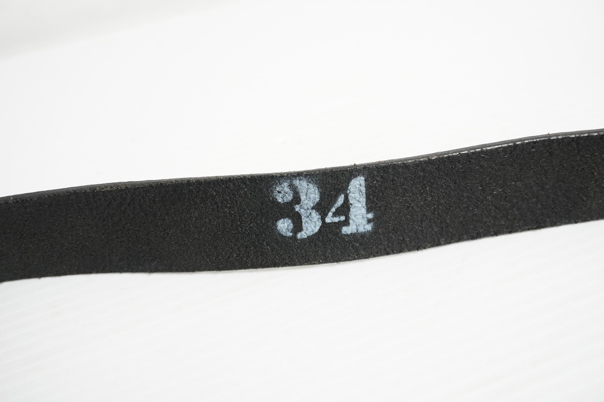 定番 美品 SUNSEA サンシー buckleless leather belt バックルレス レザー ベルト 34 ブラック黒 1124P_画像5