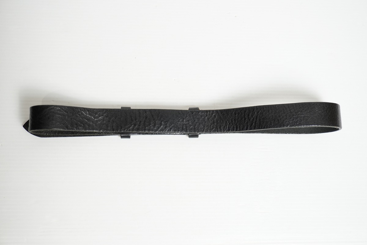 定番 美品 SUNSEA サンシー buckleless leather belt バックルレス レザー ベルト 34 ブラック黒 1124P_画像4