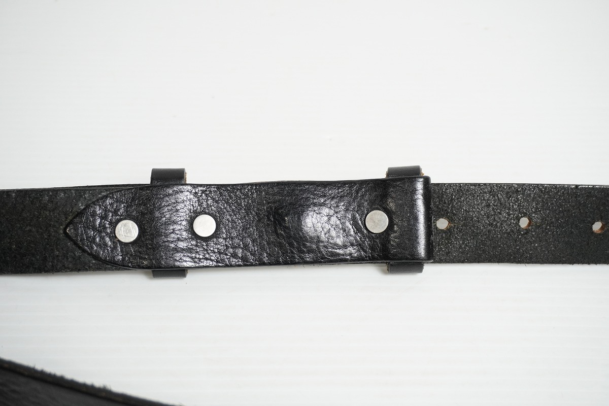 定番 美品 SUNSEA サンシー buckleless leather belt バックルレス レザー ベルト 34 ブラック黒 1124P_画像6