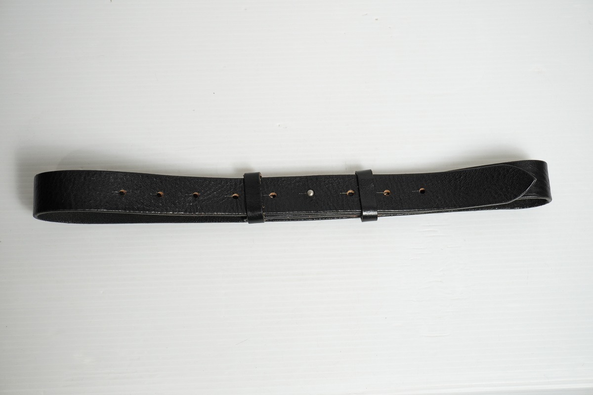 定番 美品 SUNSEA サンシー buckleless leather belt バックルレス レザー ベルト 34 ブラック黒 1124P_画像3
