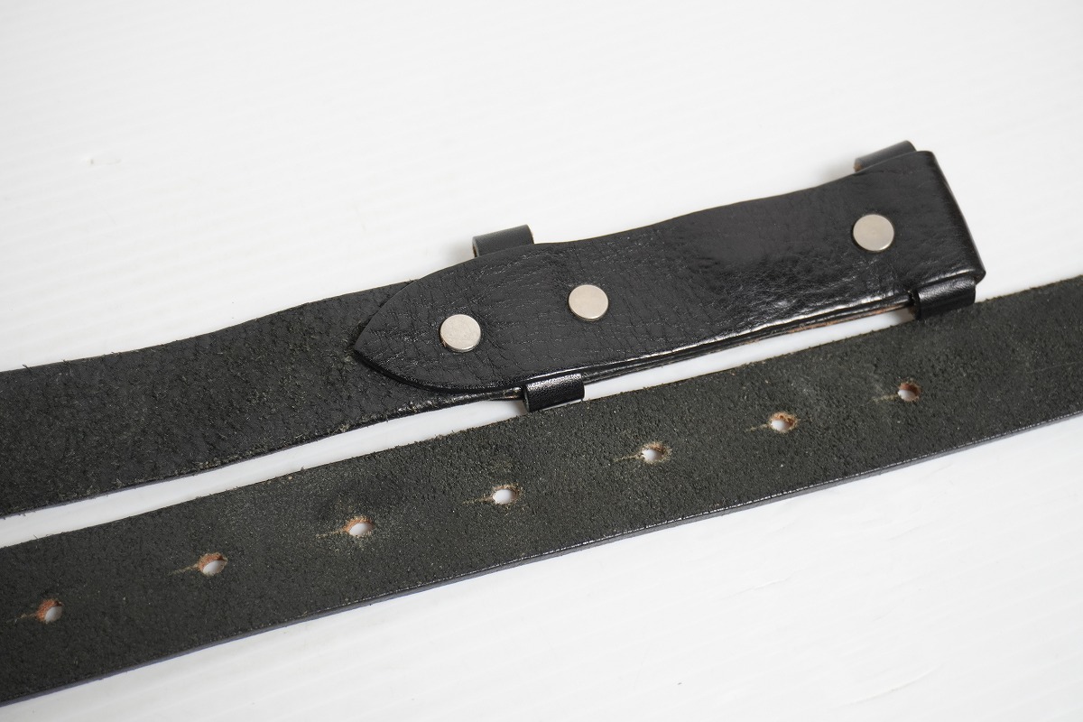 定番 美品 SUNSEA サンシー buckleless leather belt バックルレス レザー ベルト 34 ブラック黒 1124P_画像8