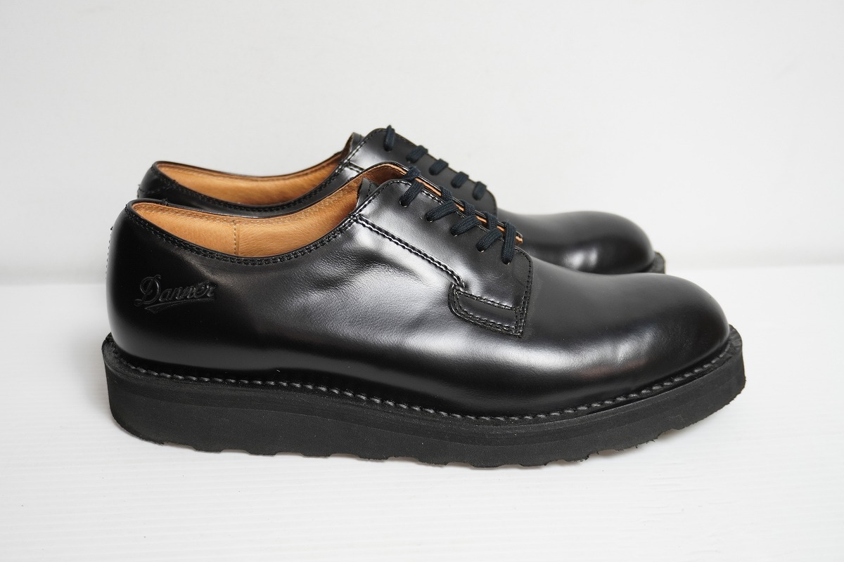 美品 DANNER ダナー レザー ポストマン シューズ ブーツ D-910110 ダンキャットソール サイズ9 MADE IN JAPAN ブラック黒 1122P_画像3