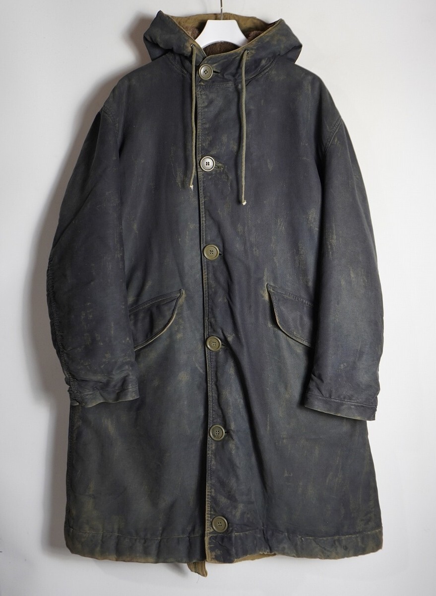 40S 初期型 米軍実物 US NAVY ARMY アーミー アメリカ軍 軍物 N-1 デッキ コート レイン アルパカ パイル ライナー ビンテージ 924P♪_画像1