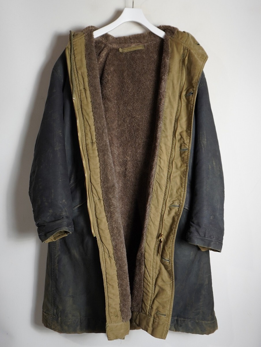 40S 初期型 米軍実物 US NAVY ARMY アーミー アメリカ軍 軍物 N-1 デッキ コート レイン アルパカ パイル ライナー ビンテージ 924P♪_画像5