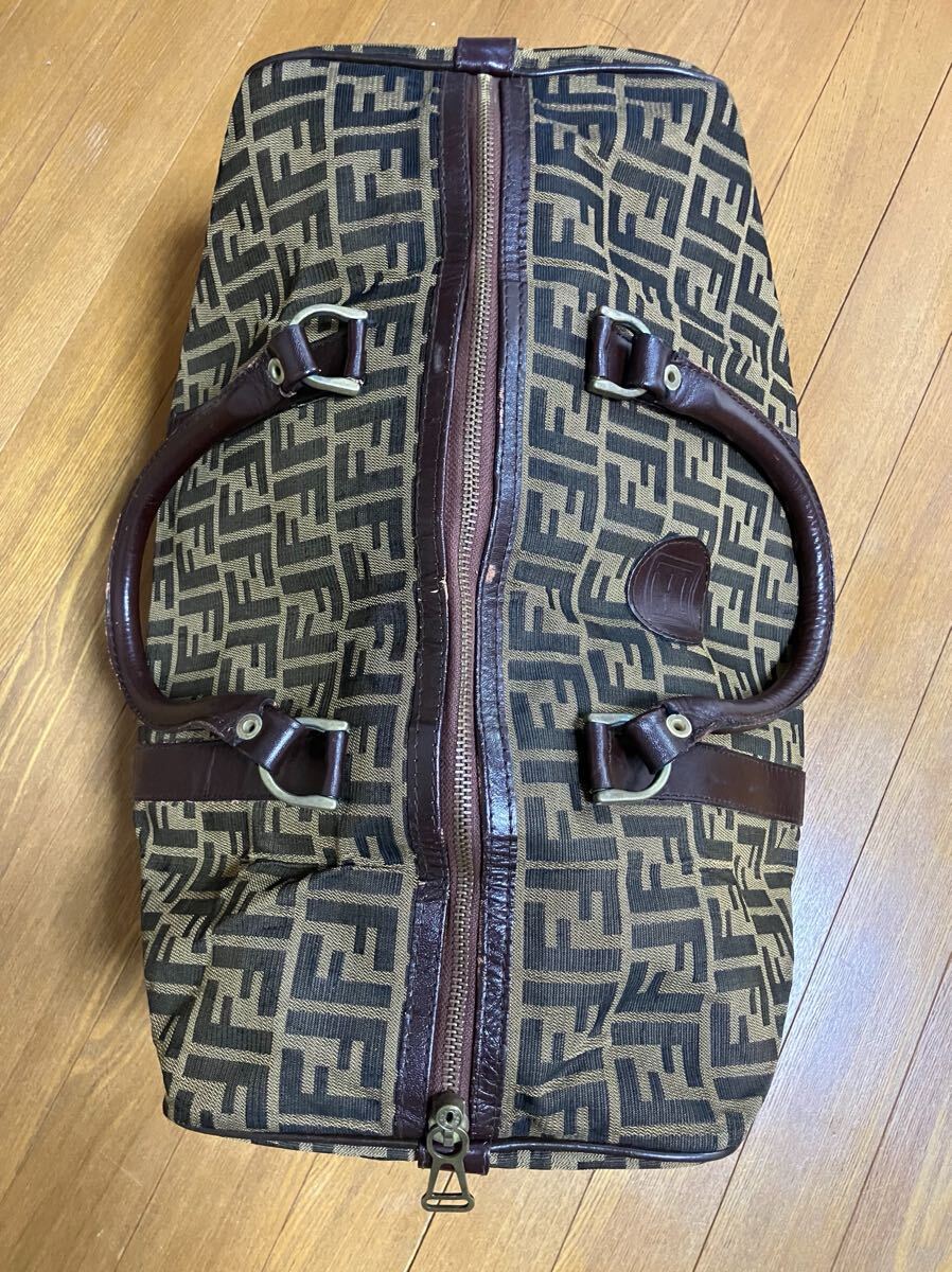 FENDI フェンディ FFロゴ ボストン バッグ ズッカ柄 ブラウン系_画像4