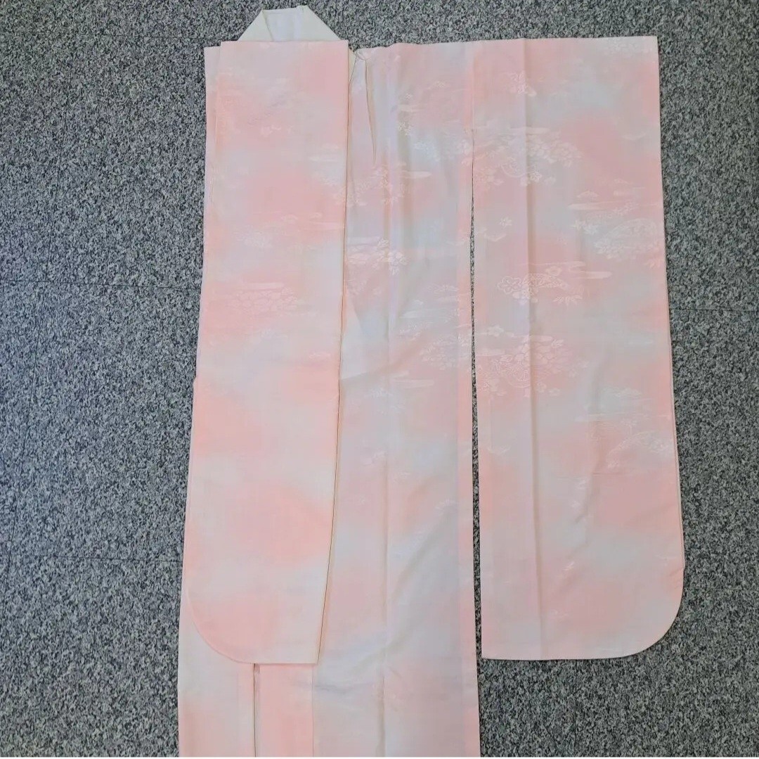 大変お得な フルセット 正絹振袖 白地紫グラデーション桜柄 成人式 卒業式に最適_画像9