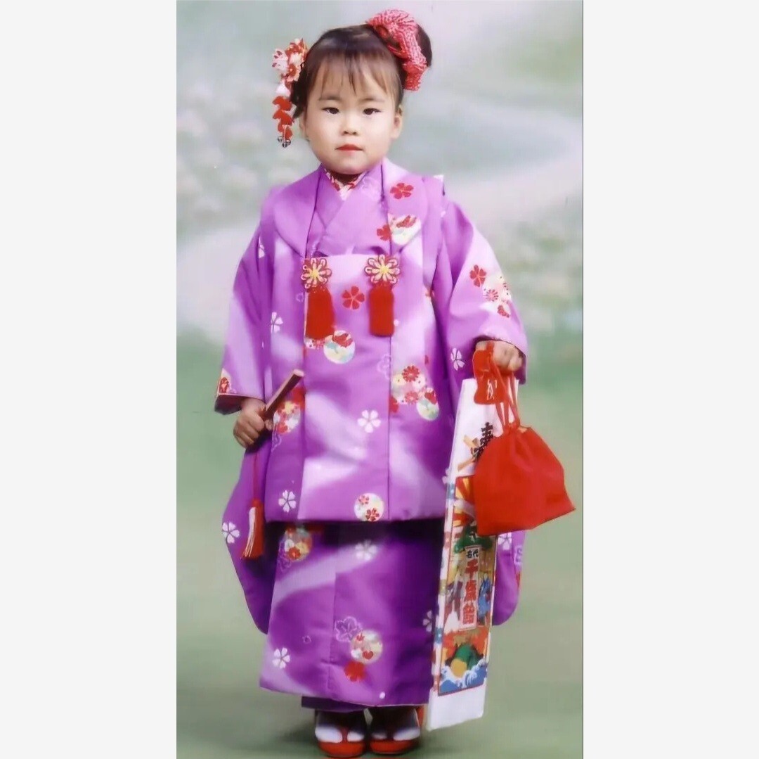 大幅値下げ 三歳祝着(藤色小花柄) ３歳着物 被布着_画像1