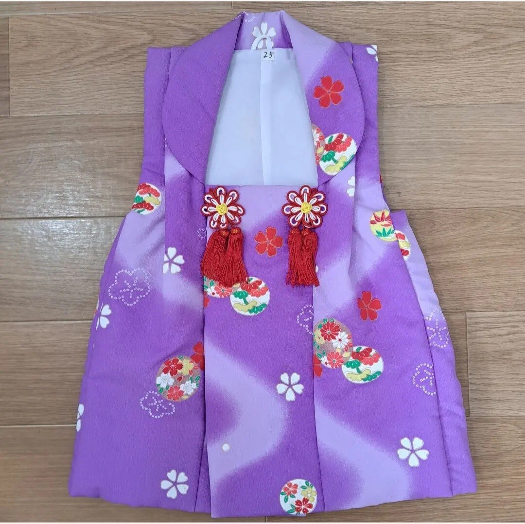 大幅値下げ 三歳祝着(藤色小花柄) ３歳着物 被布着_画像3