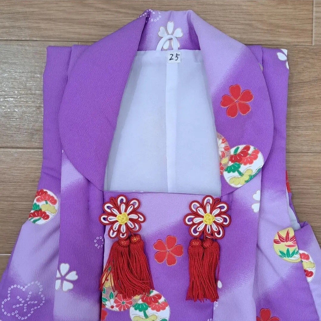 大幅値下げ 三歳祝着(藤色小花柄) ３歳着物 被布着_画像4