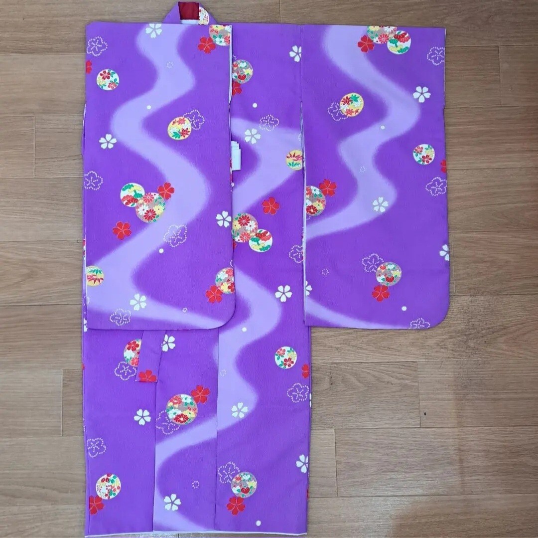 大幅値下げ 三歳祝着(藤色小花柄) ３歳着物 被布着_画像8