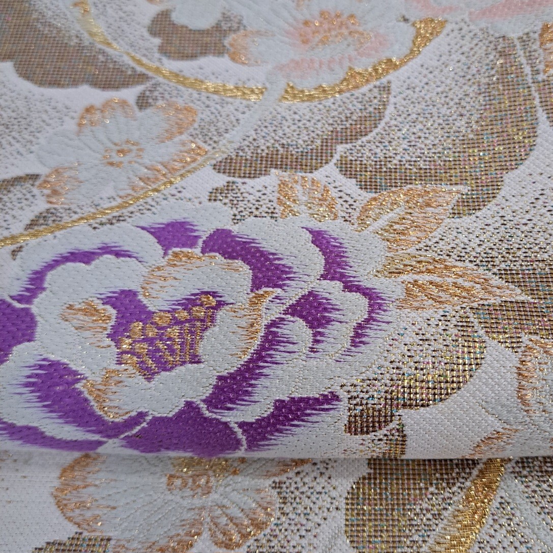 大変お得な フルセット 正絹振袖 白地紫グラデーション桜柄 成人式 卒業式に最適_画像8