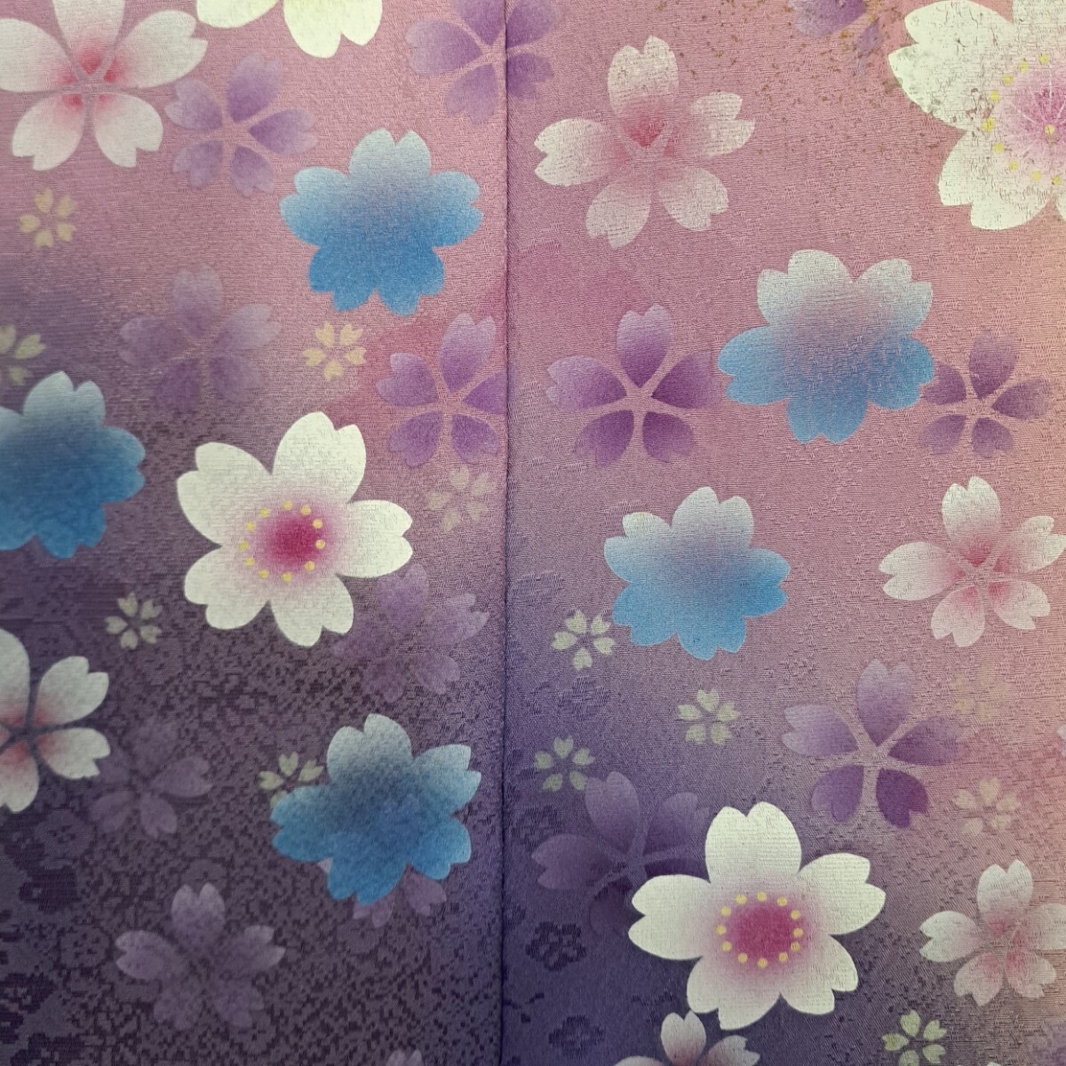 大変お得な フルセット 正絹振袖 白地紫グラデーション桜柄 成人式 卒業式に最適_画像6